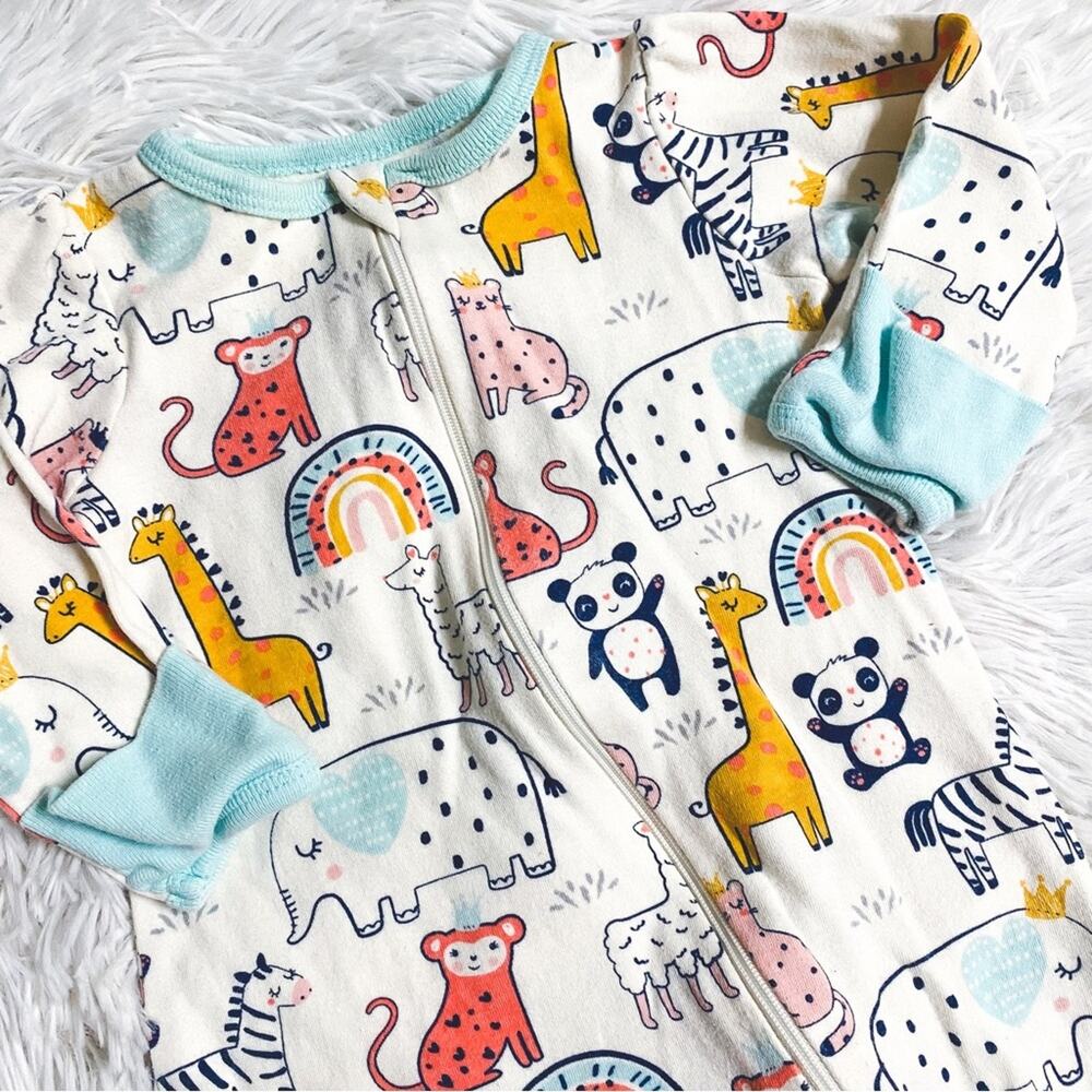 WONDER NATION β’ Safari Animal Print Colorful Zip Sleeper Onesie